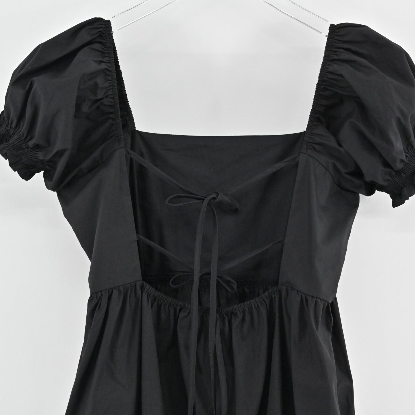 OPT Josephine Tiered Dress Size M Black Square Neck Puff Sleeve Midi Cottage NEW