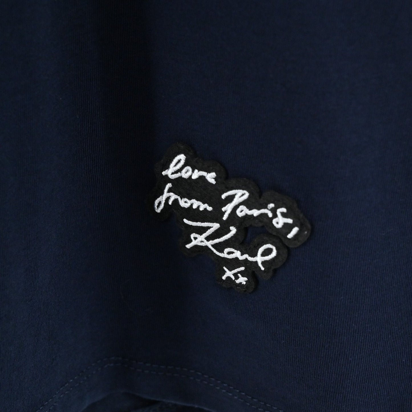 Karl Lagerfeld Womens Navy Blue Top Size XL Puff Sleeve Scoop Neck Cotton NEW