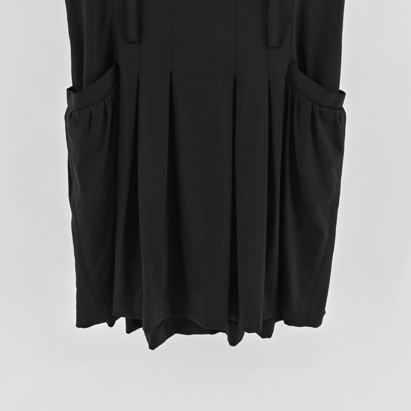 Alice Olivia Black Pleated Dress Size 10 Wool Blend Sheer Short Sleeve Mini