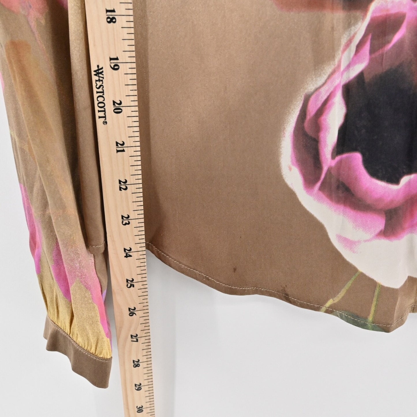 Vtg Y2k ROBERTO CAVALI Womens Silk Top Size 8 Floral Satin V Neck Button Fairy