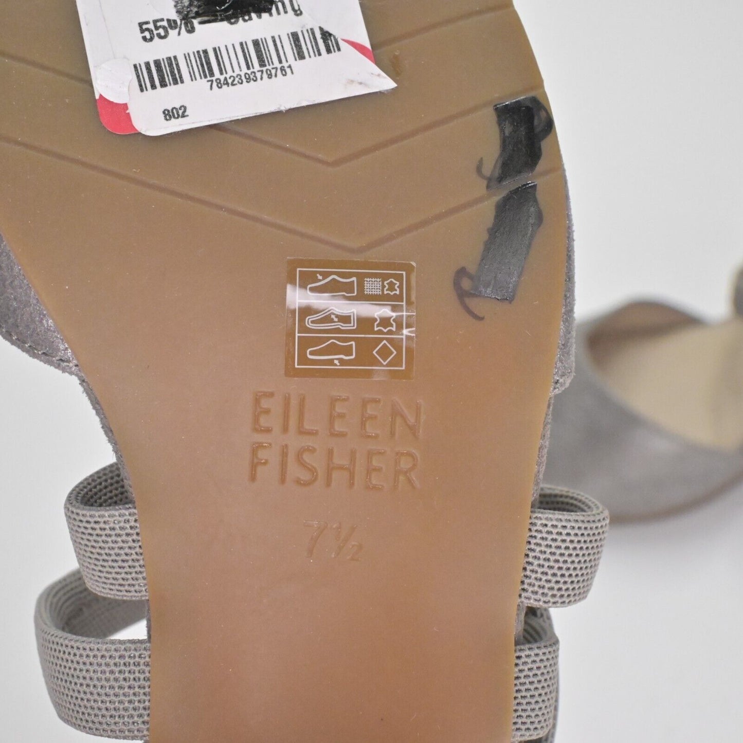 EILEEN FISHER Pumps Womens Size 7.5 Juku Mica Silver Strappy Closed Almond Toe