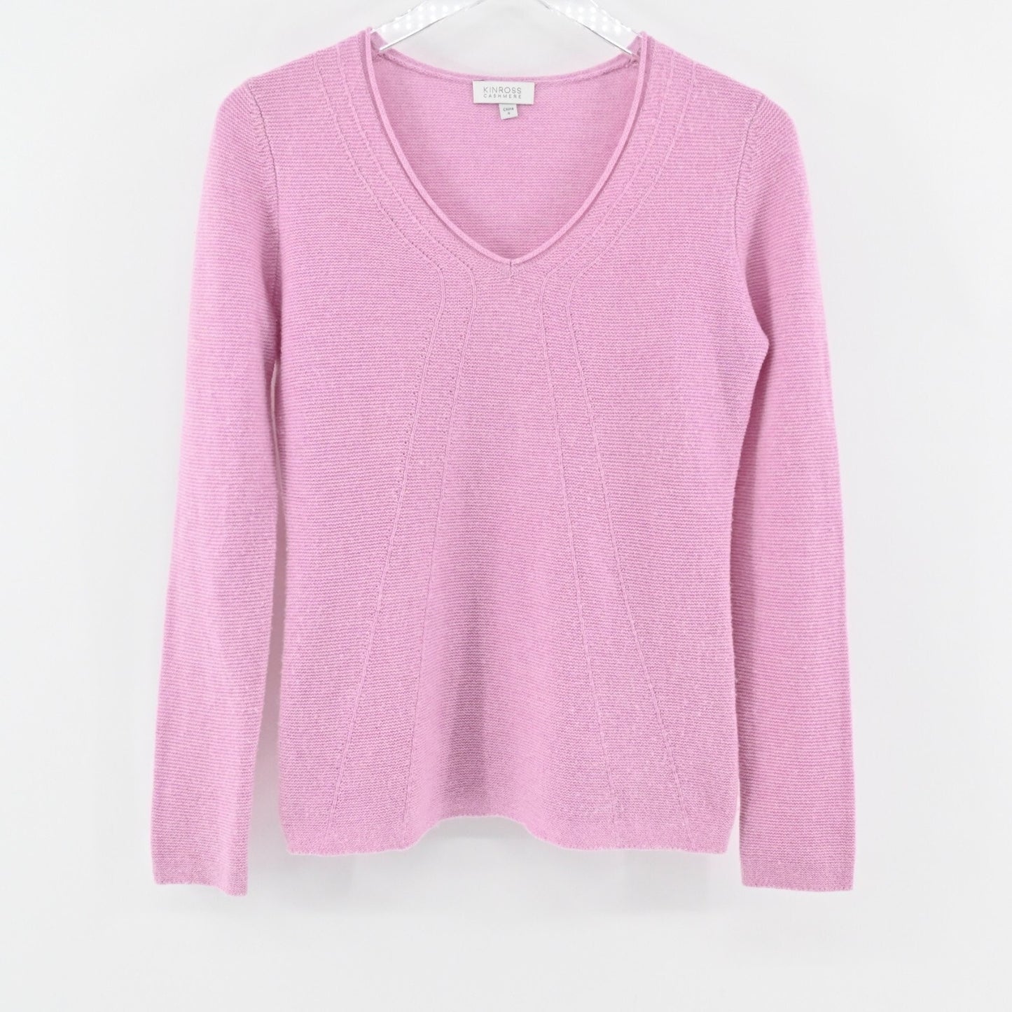 KINROSS Cashmere Sweater Womens Size S Pink VNeck Knit Top Casual Preppy Chic
