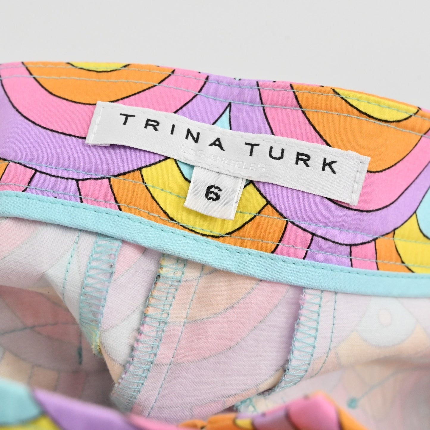 TRINA TURK Colorful Pants Womens Size 6 Hippie Retro Pastels Straight Leg Ankle