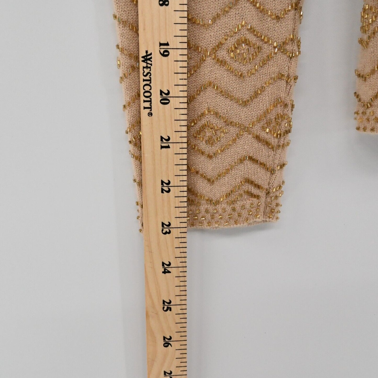 Vtg CARLISLE Sweater Womens Size Small Cashmere Silk Beaded Knit Geometric Print