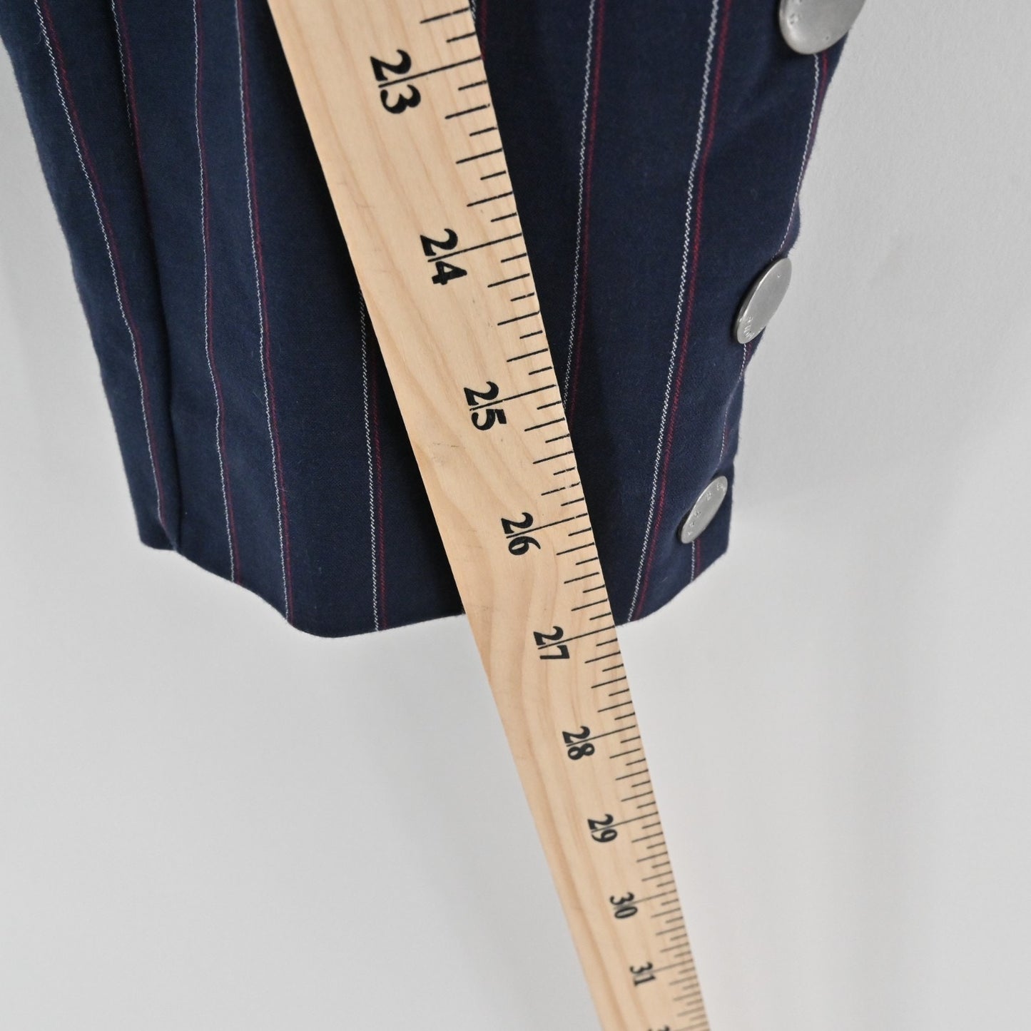Rag Bone Womens Simone Red Navy Pinstripe Pants Size 2 Skinny Leg Side Snap
