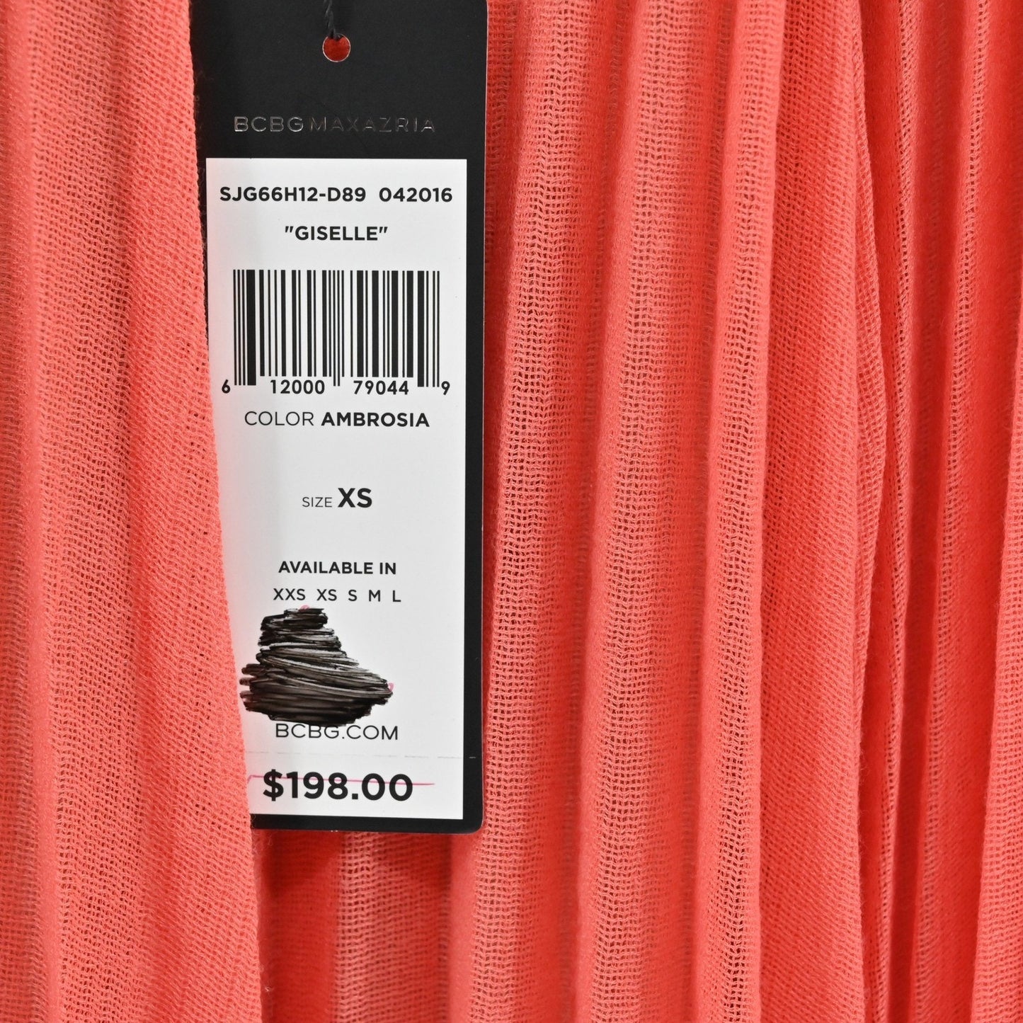 BCBGMAXAZRIA Gisselle Pleated Mini Dress Size XS Coral Sleeveless Bohemian NEW