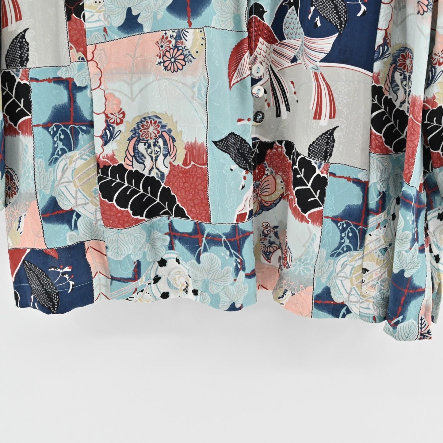 CITRON Santa Monica Womens Silk Top Size XXL Art to Wear Asian Bird Fish Button