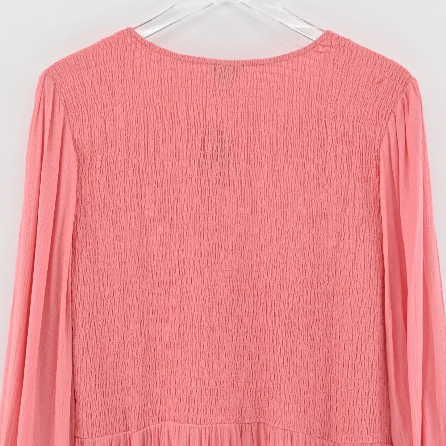 TORRID Top Womens Size 4X Babydoll Crinkle Gauze Smocked VNeck Woven Pink NEW