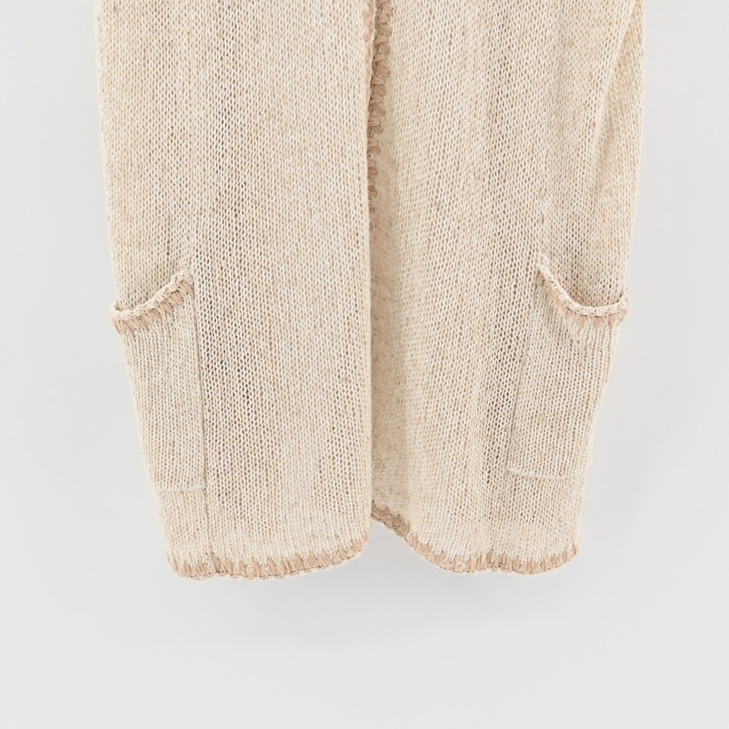 CALYPSO St Barth Cardigan Sweater Womens Size 0 Beige Knit Fringe Boho Festival