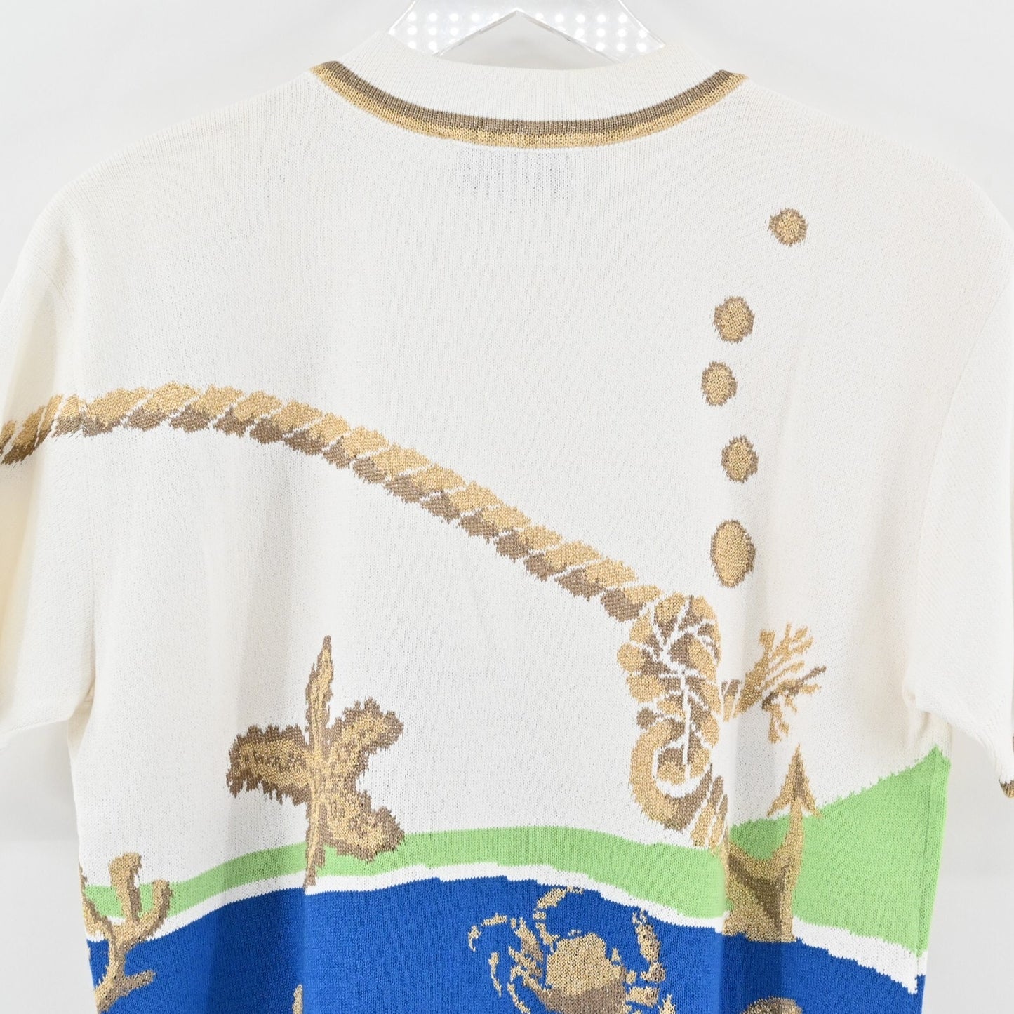 ST JOHN Sweater Womens Size MP Santana Knit Wool Blend Nautical Ocean Dog Show