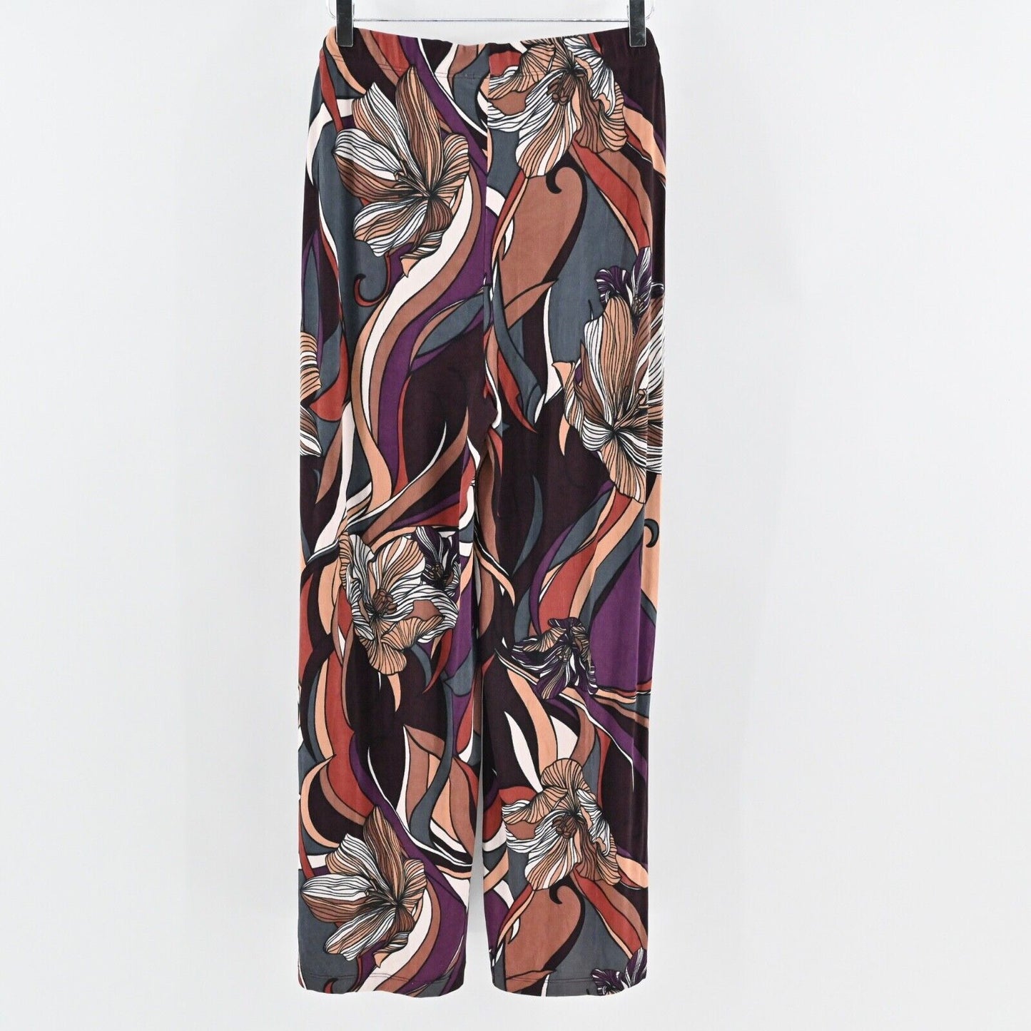 CHICOS Pants Womens Size XL Purple Floral High Rise Travelers Baroque Palazzo