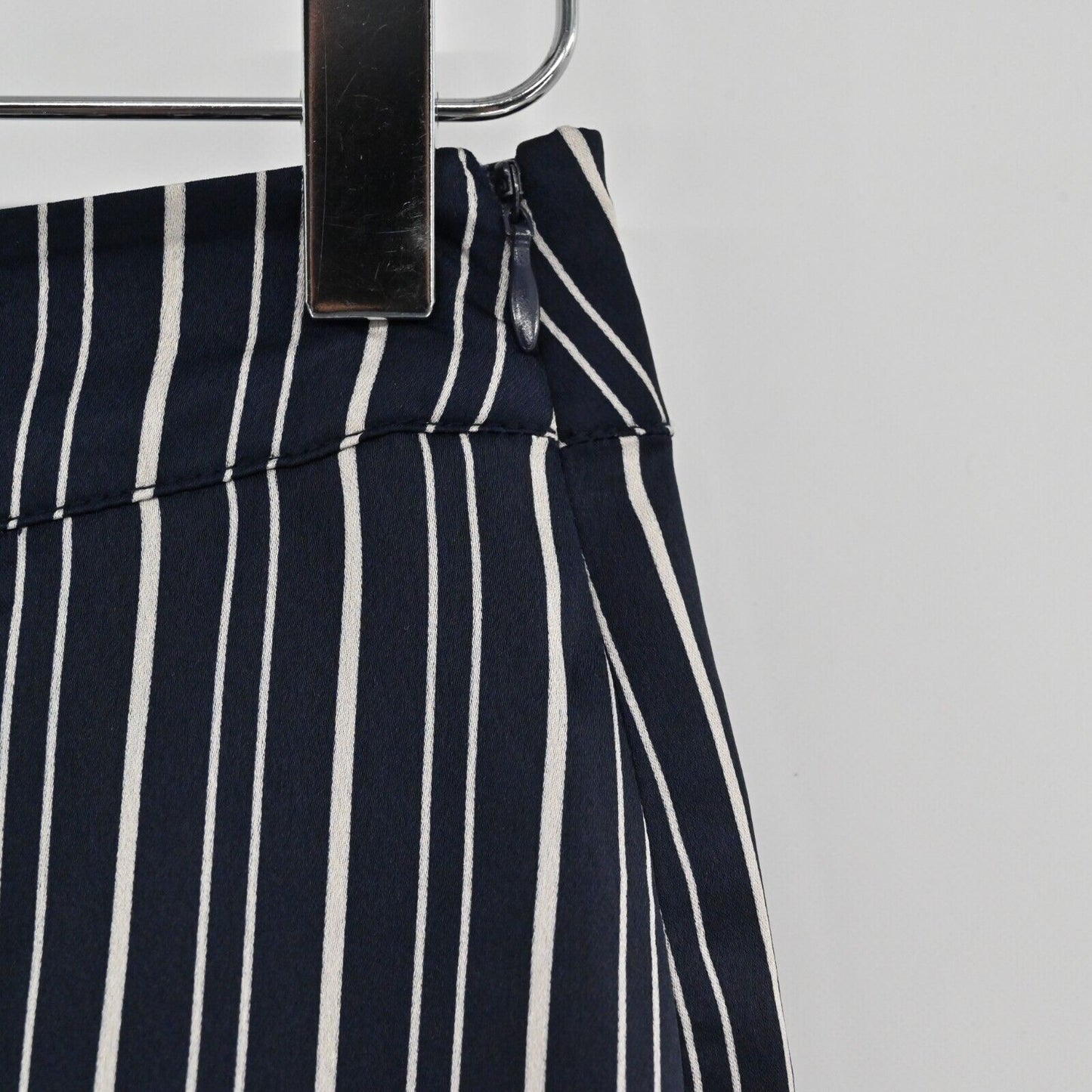 JOA Skirt Womens Sz 8 Navy Blue White Striped Asymmetric Tie Corpcore Office NEW