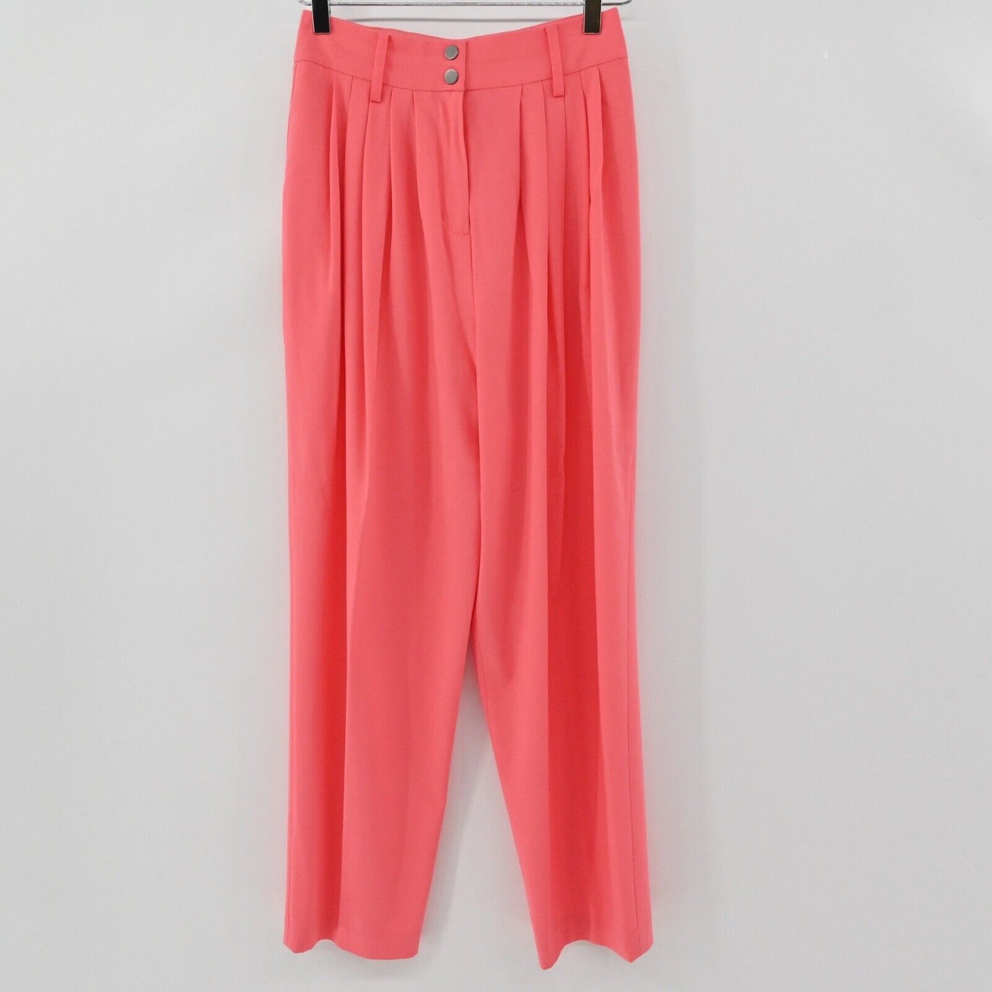 BCBGMAXAZRIA Pant Suit Womens Sz 2XS Coral Belted Jacket High Rise Pleated Retro