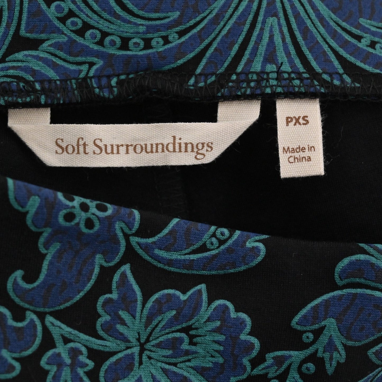 SOFT SURROUNDINGS Womens Paisley Pants Sz PXS Floral Straight Leg Ponte Stretch