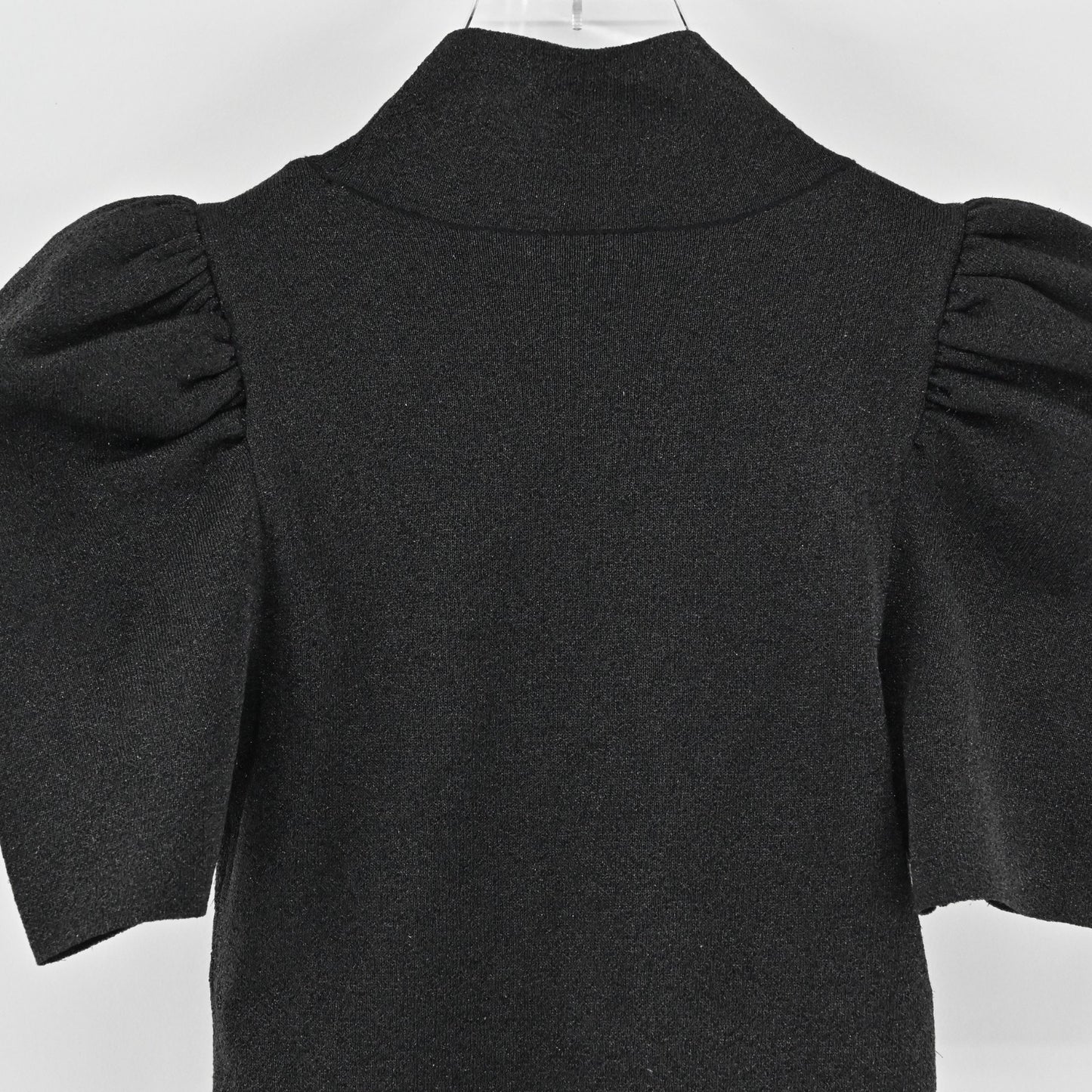 Alice Olivia Womens Black Issa Puff Sleeve Fitted Top Size XS Metallic Wool Chic