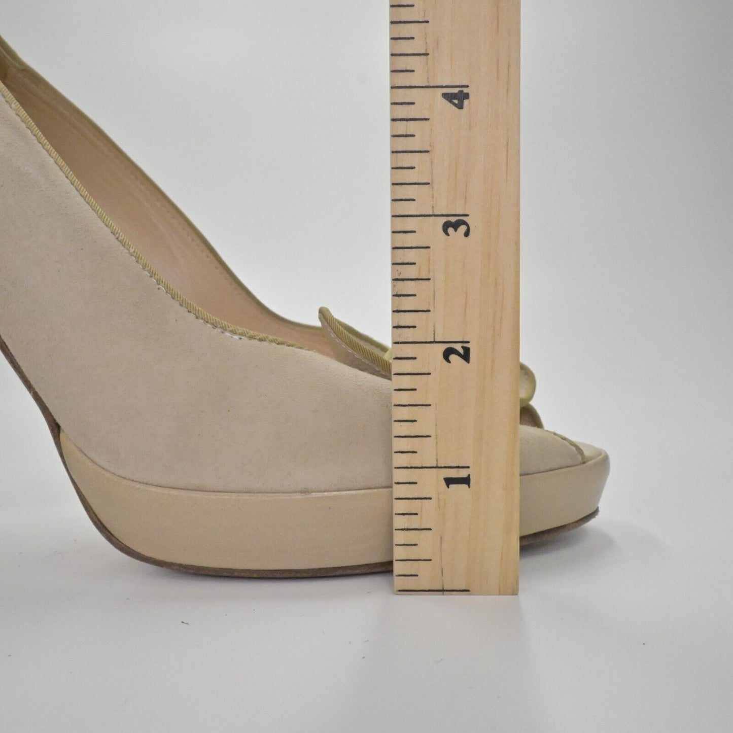 LUCA LUCA Pumps Womens Size 40 Beige Suede Knotted Peep Toe Platform Block Heel