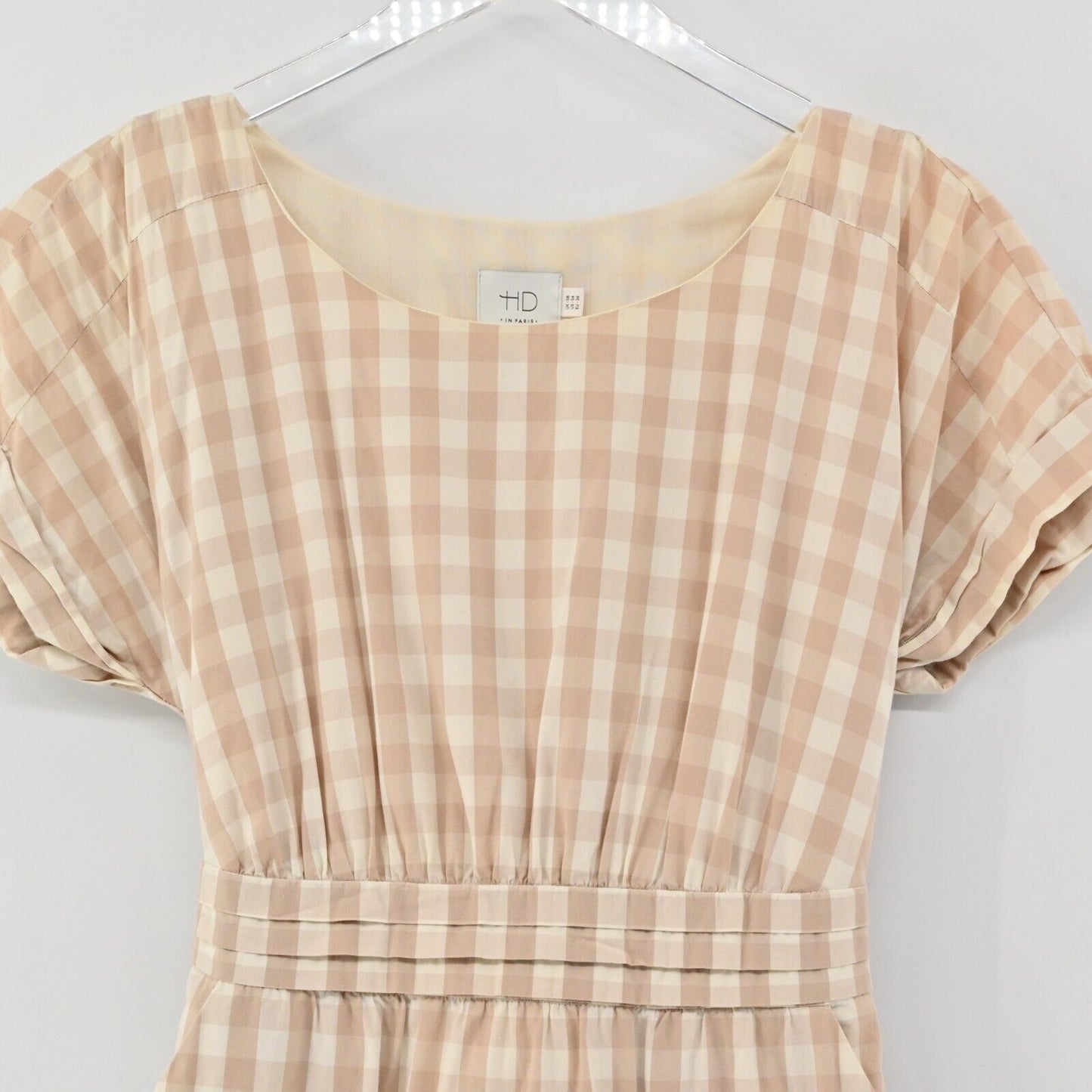 ANTHROPOLOGIE Dress Sz 4 HD In Paris Ribboned Poplin Gingham Sheath Cottagecore