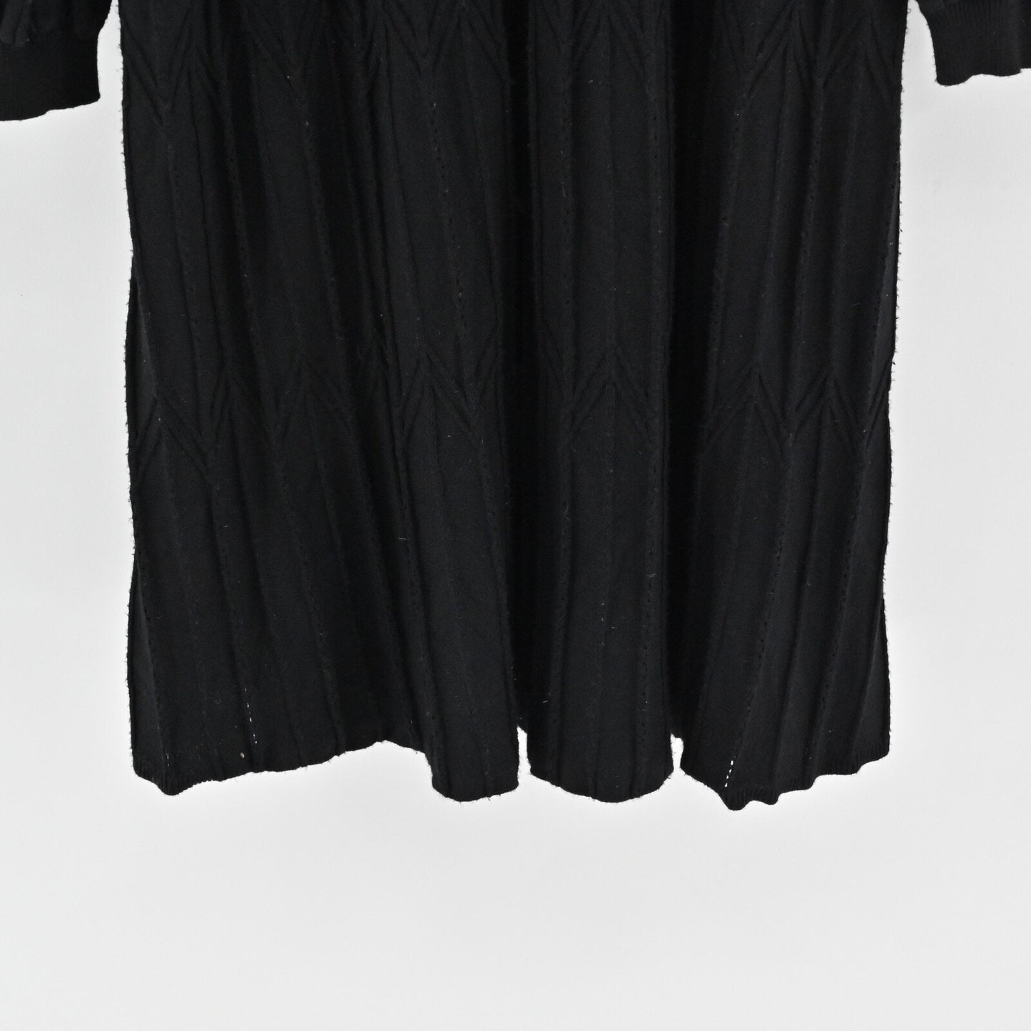 DRAPER JAMES Sweater Dress Sz XL Black Pleated Mock Neck Puff Sleeve Retro RSVP