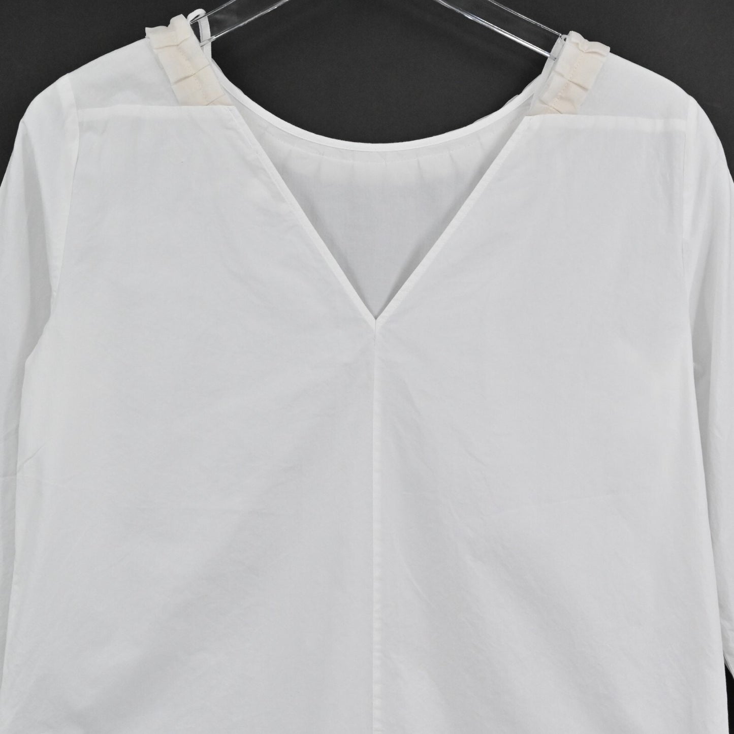 COS Womens Cotton Silk Top Size EUR 36 White Ivory Ruffle Neck Detail Blouse