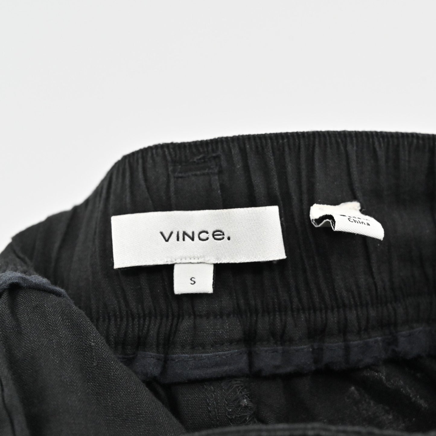 VINCE Pants Womens Size S Cropped Linen Blend Solid Black High Rise Trousers