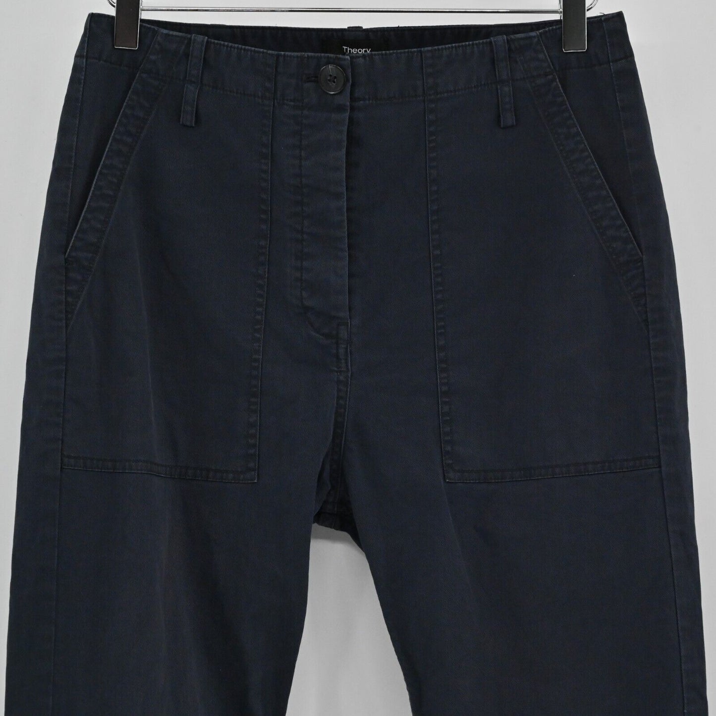THEORY Pants Womens Size 2 Cargo Casual Twill Dark Navy Blue Ankle Cotton Spring