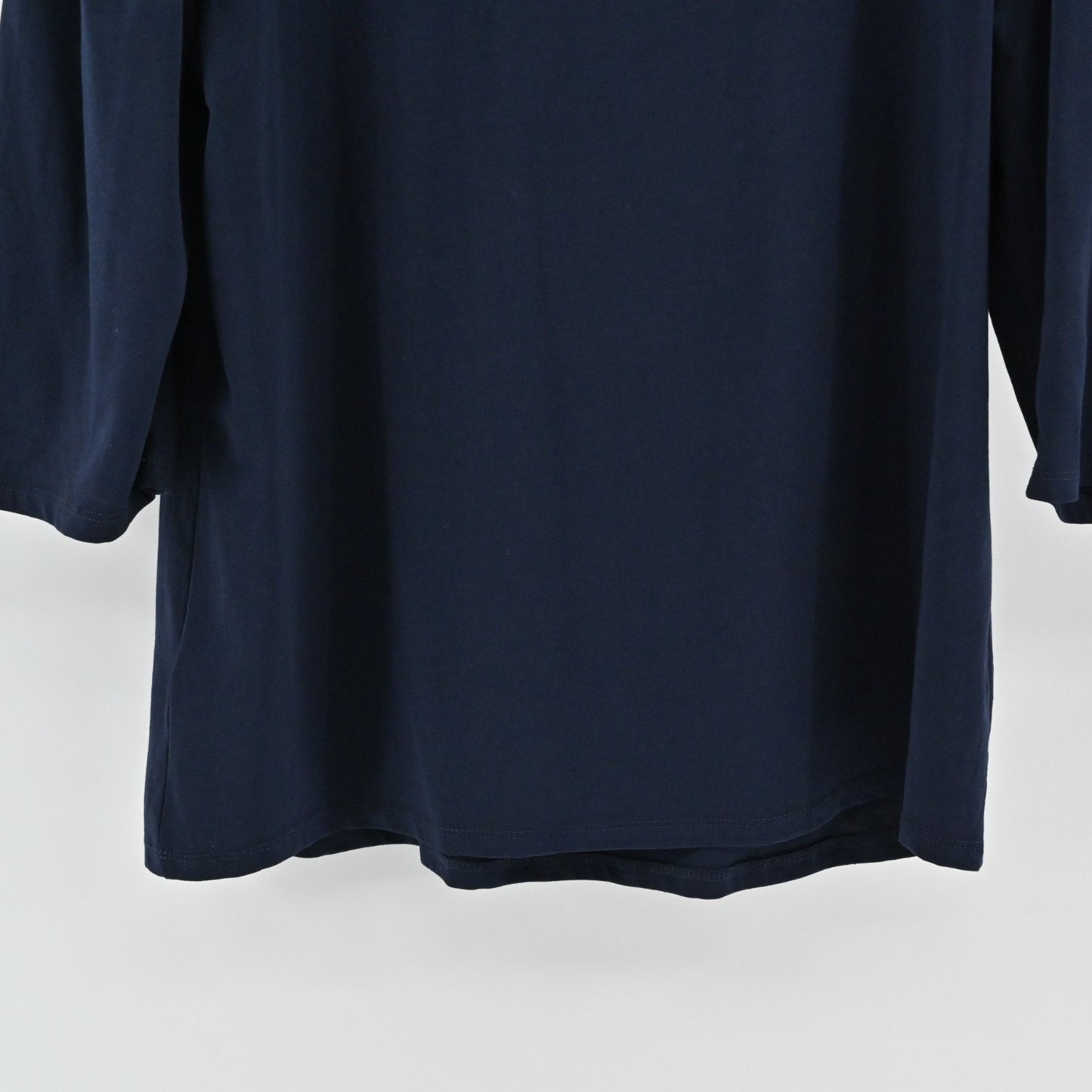 Karl Lagerfeld Womens Navy Blue Top Size XL Puff Sleeve Scoop Neck Cotton NEW