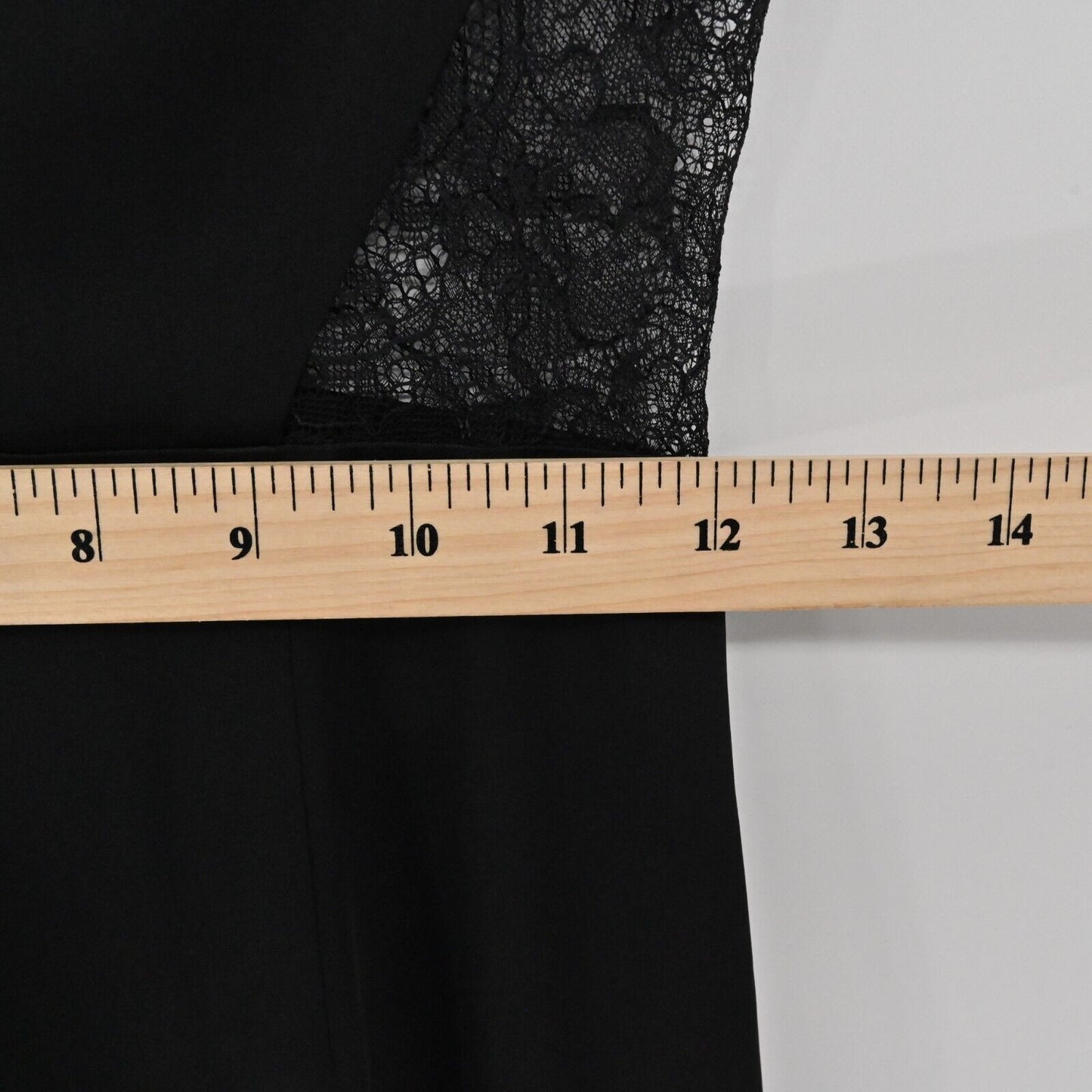 BARNEYS NEW YORK Dress Womens Sz 2 CO OP Black Short Sleeve VNeck Lace Back Silk