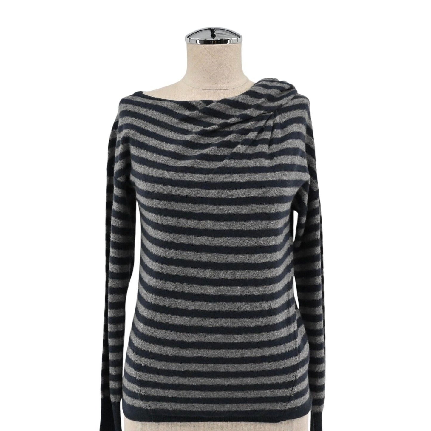LES COPAINS Sweater Womens Size M Wool Striped Twist Shoulder Boat Neck Capsule