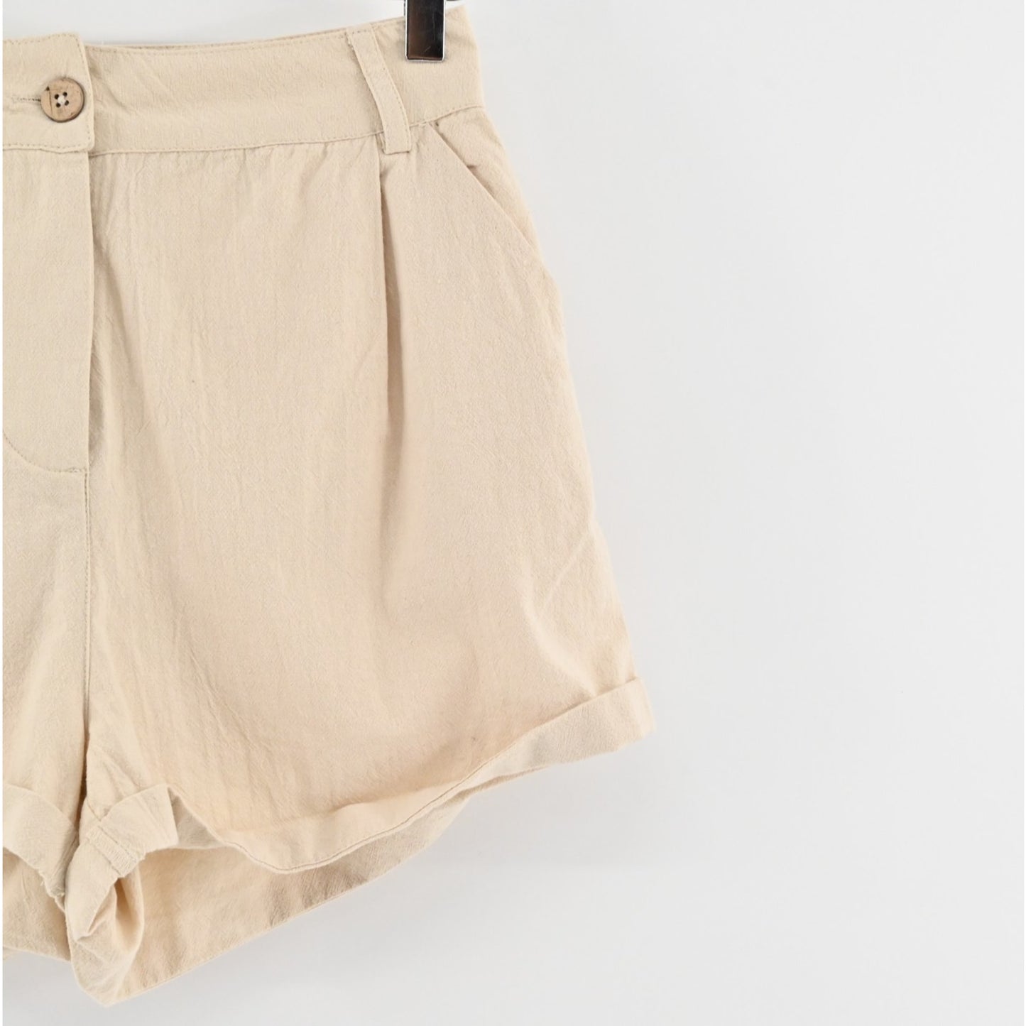 FREE PEOPLE Womens Khaki Shorts Size XS Preppy Cuffed Pleated High Rise Cotton
