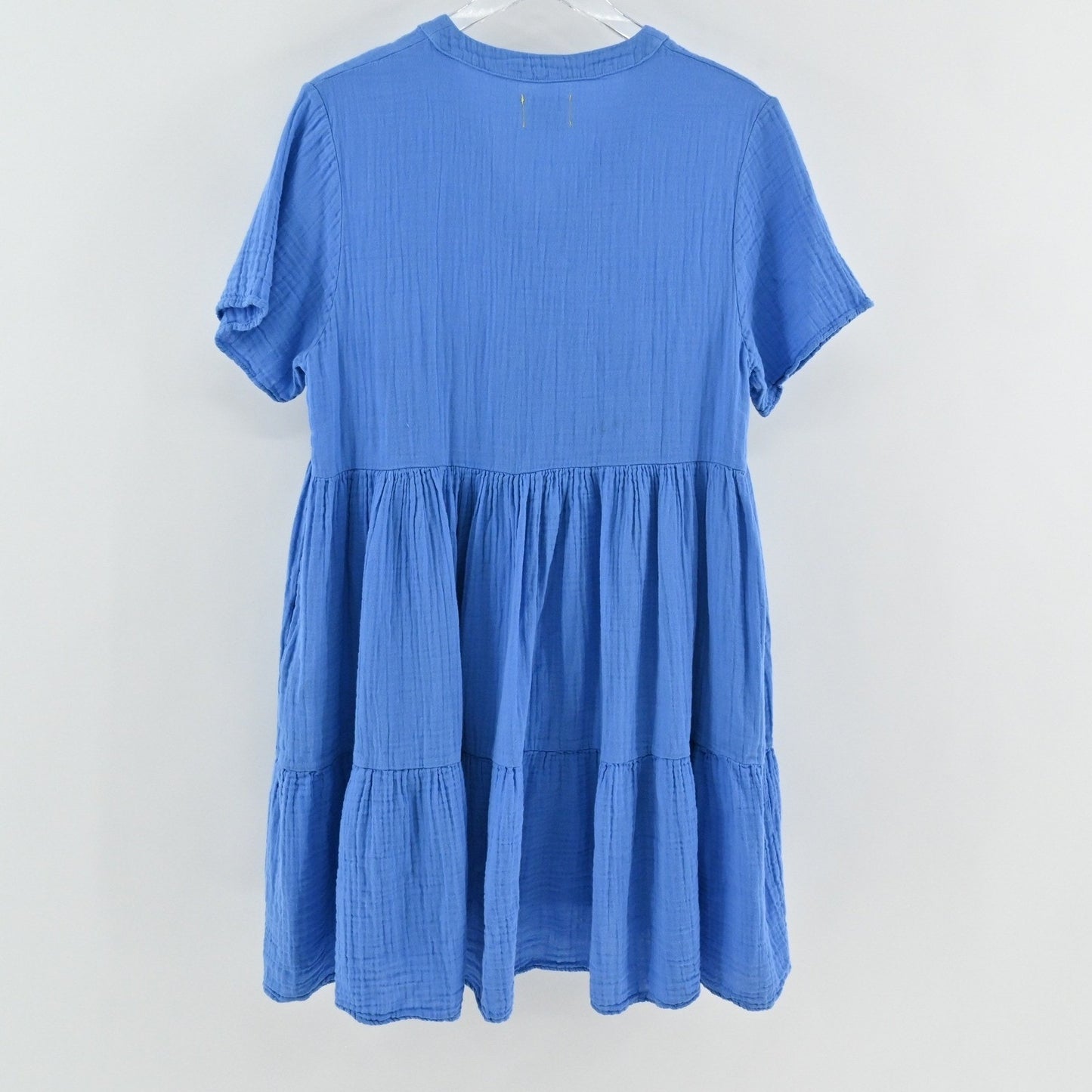 9 Seed Womens Cotton Tiered Mini Dress Size PS Blue Resort Bohemian Vacation