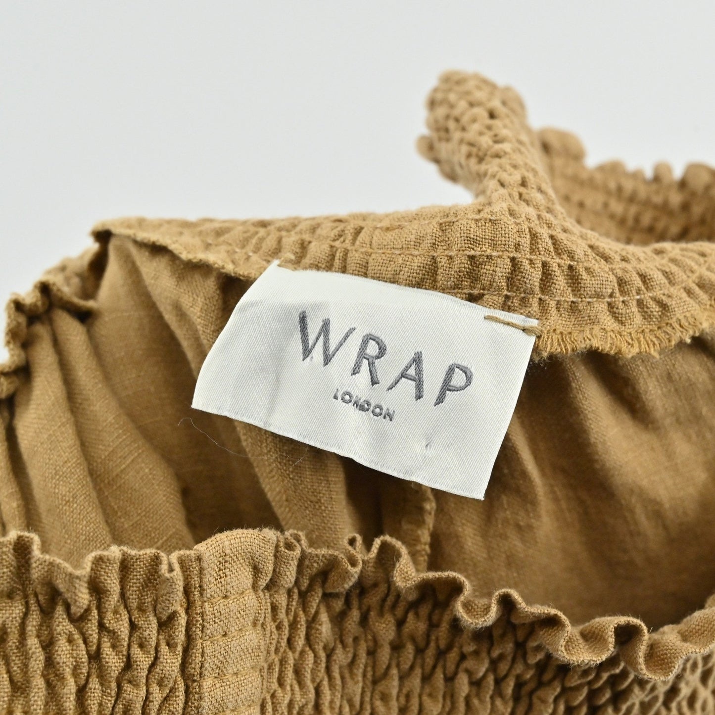 Wrap London Womens Wide Leg Linen Smocked Pants Size 14 Trousers Granola Girl