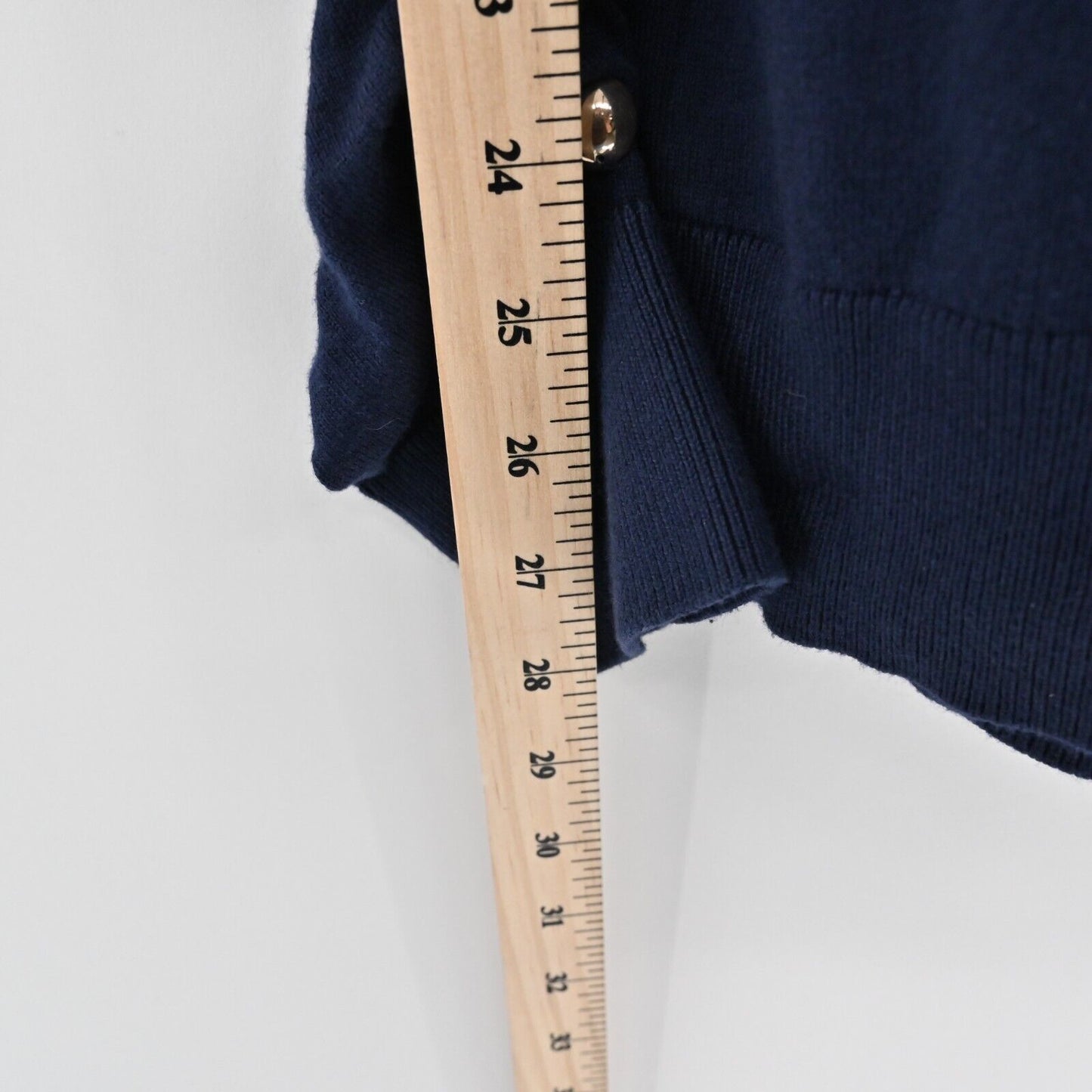 BOSTON PROPER Sweater Womens Size M Navy VNeck Ruched Studded Long Sleeve Knit