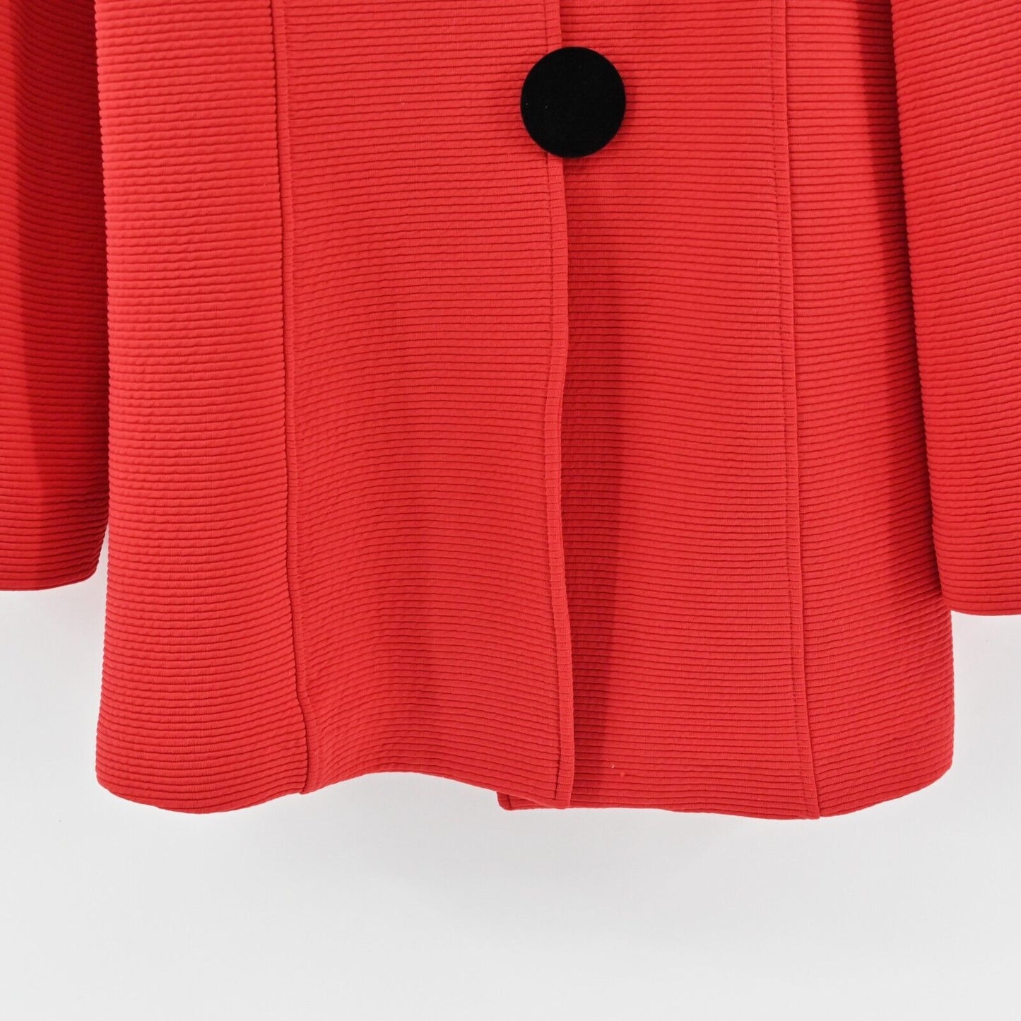 DAMEE INC Jacket Size M Red Ribbed Overcoat Black Button Front Retro Twee Mod
