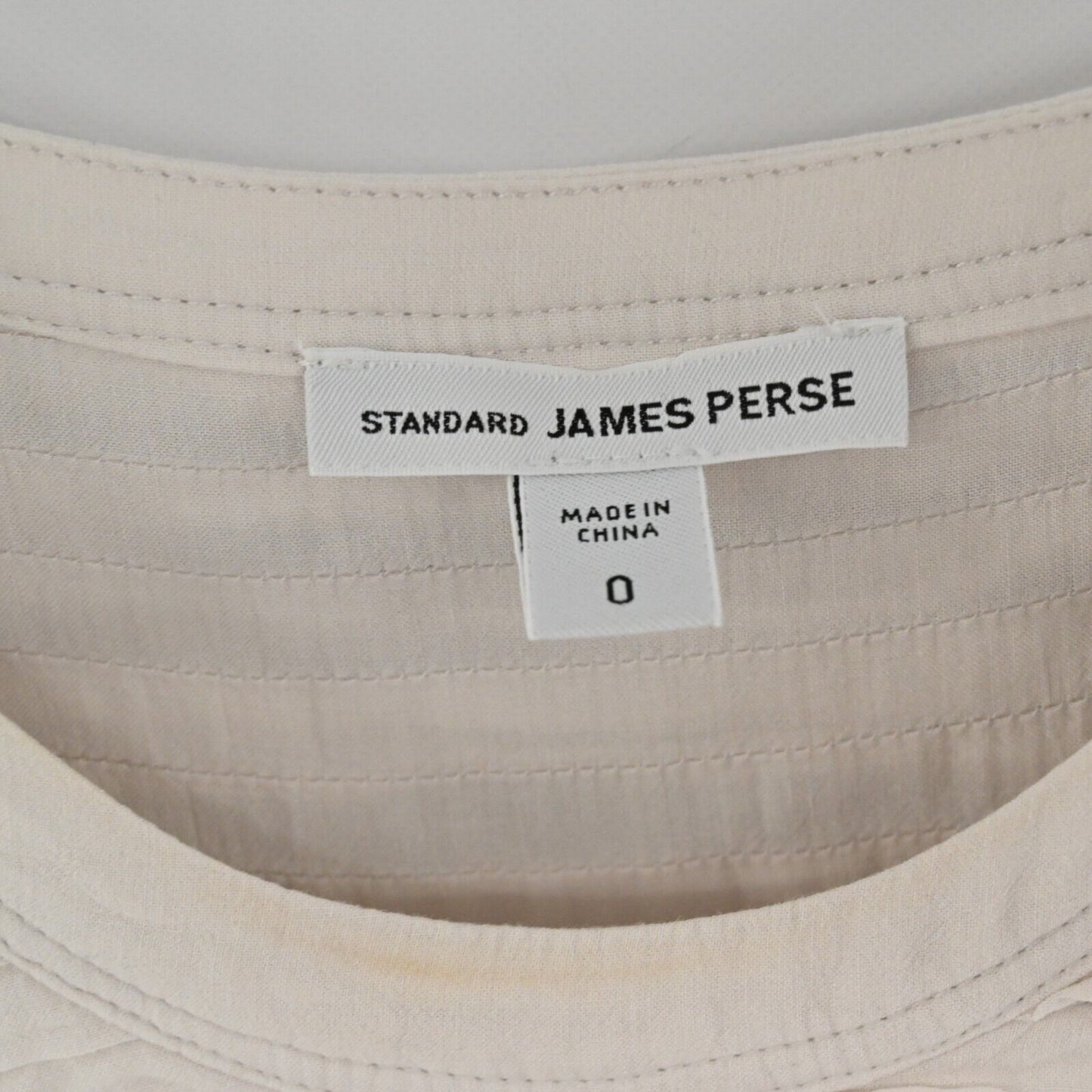 JAMES PERSE Dress Womens Sz XS Standard Pleated Ivory Short Sleeve Shift Viscose