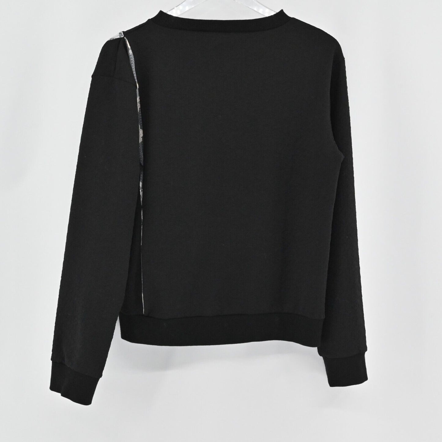 SAKU New York Sweatshirt Womens Sz M Black Ivory Floral Lace Textured Minimalist