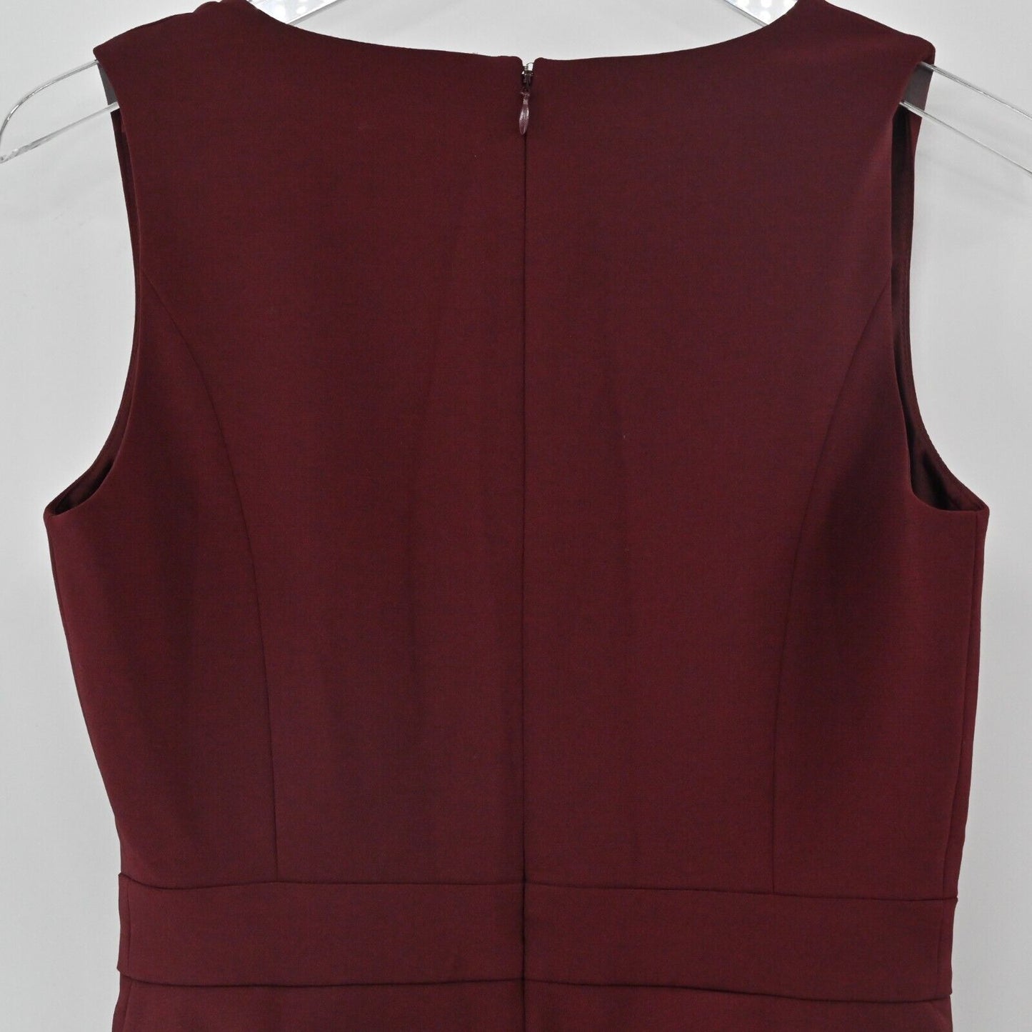 WHITE HOUSE BLACK MARKET Dress Womens Size 2 Burgundy Ruffle Sleeveless Sheath