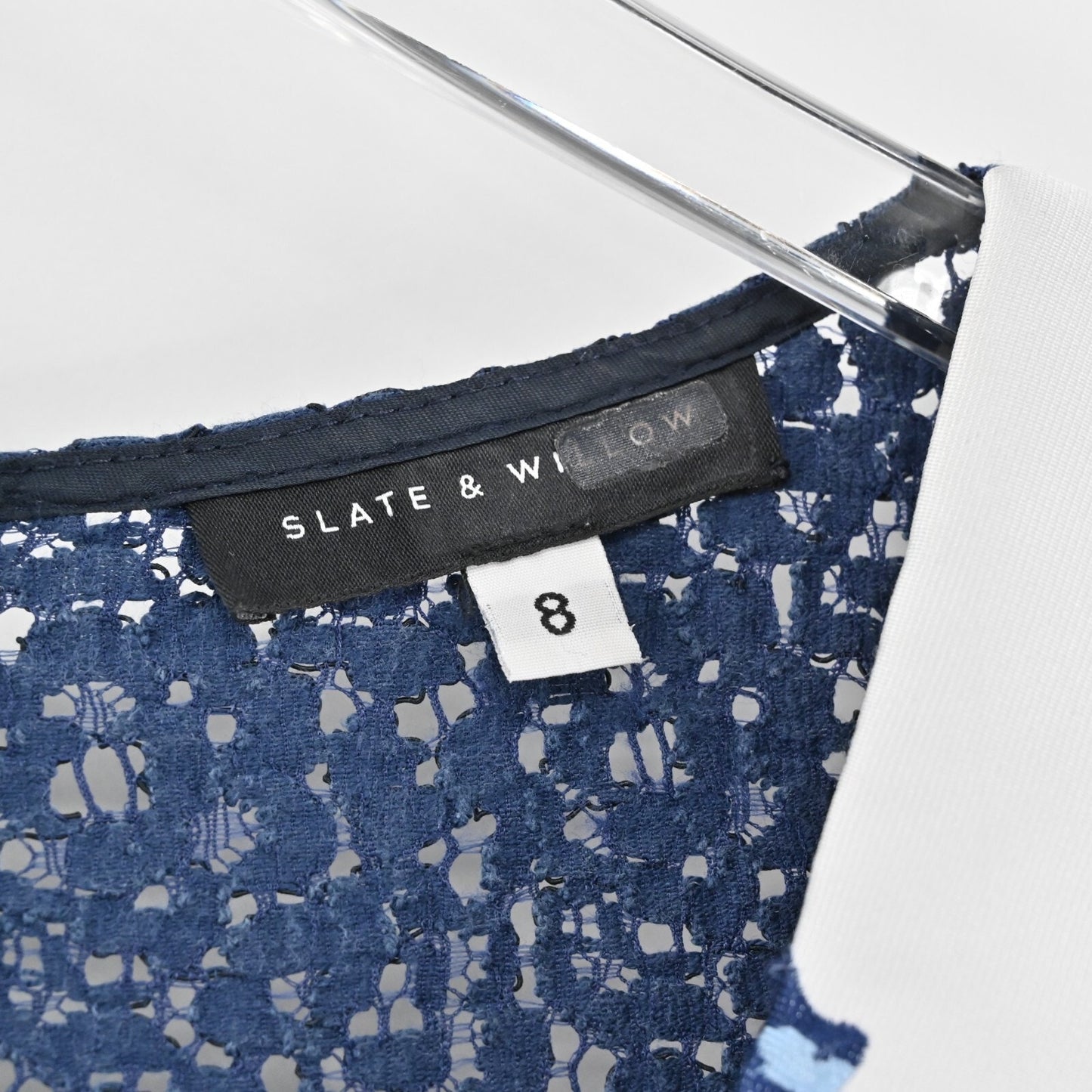 SLATE WILLOW Dress Size 8 Blue Floral Brushstroke Print Sleeveless Lace Back