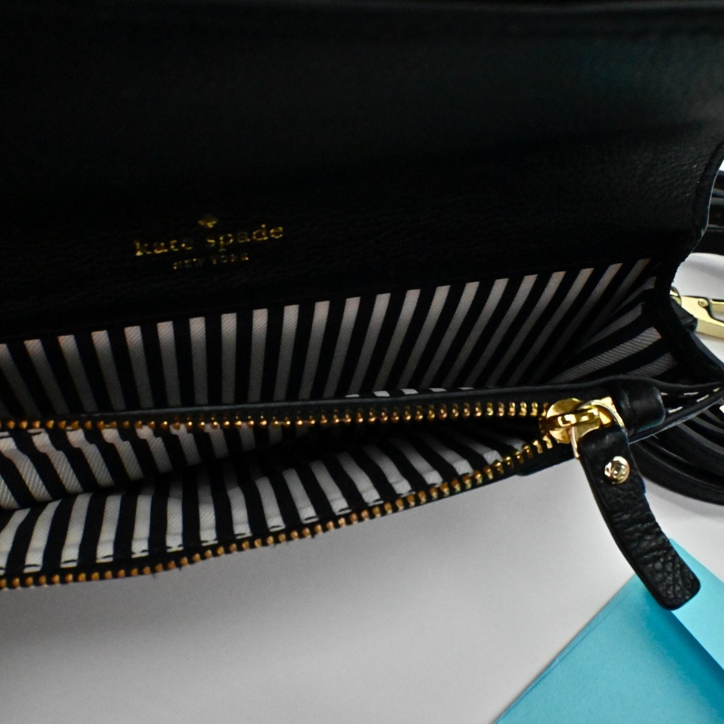 Kate Spade Kaela Carmel Court Black Leather Small Crossbody Bag Classic Flap