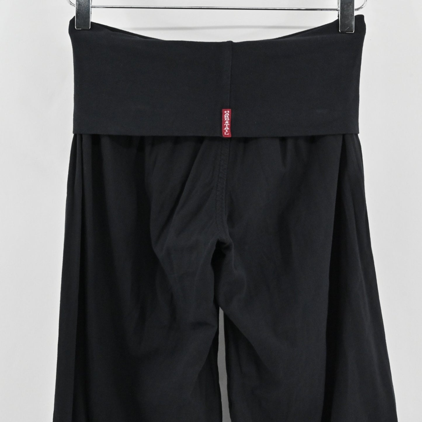 Vintage Y2k Hard Tail Womens Wide Leg Fold Over Pants Size S Black Cotton Yoga