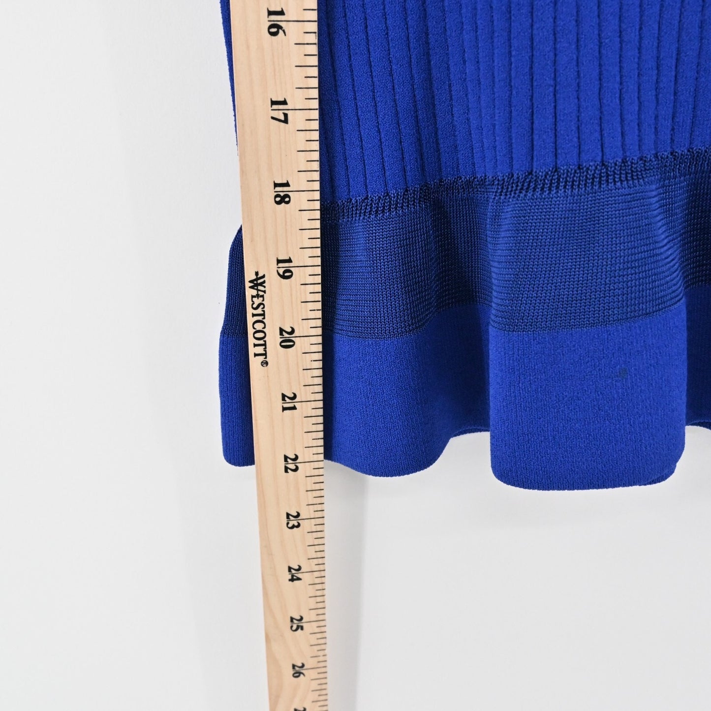 DIANE VON FURSTENBERG Top Womens Size M Cobalt Blue Ribbed Knit Peplum Tank DVF