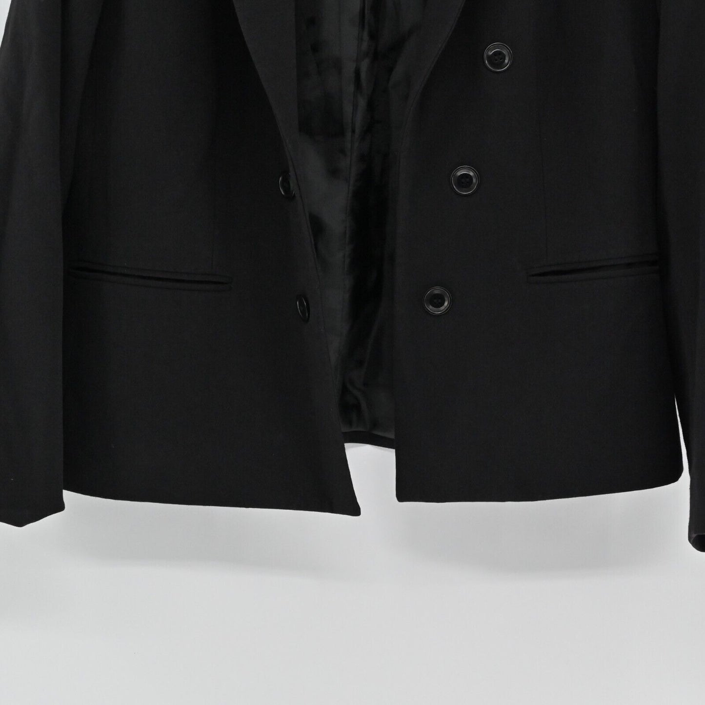 BAR III Blazer Womens Size Large Black Faux Double Breasted Open Stretch Career