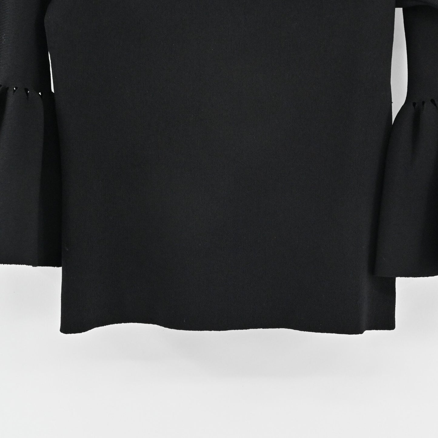 ELIZA J Top Womens Sz M Black Off The Shoulder Bell Sleeve Fold Over Neck Blouse