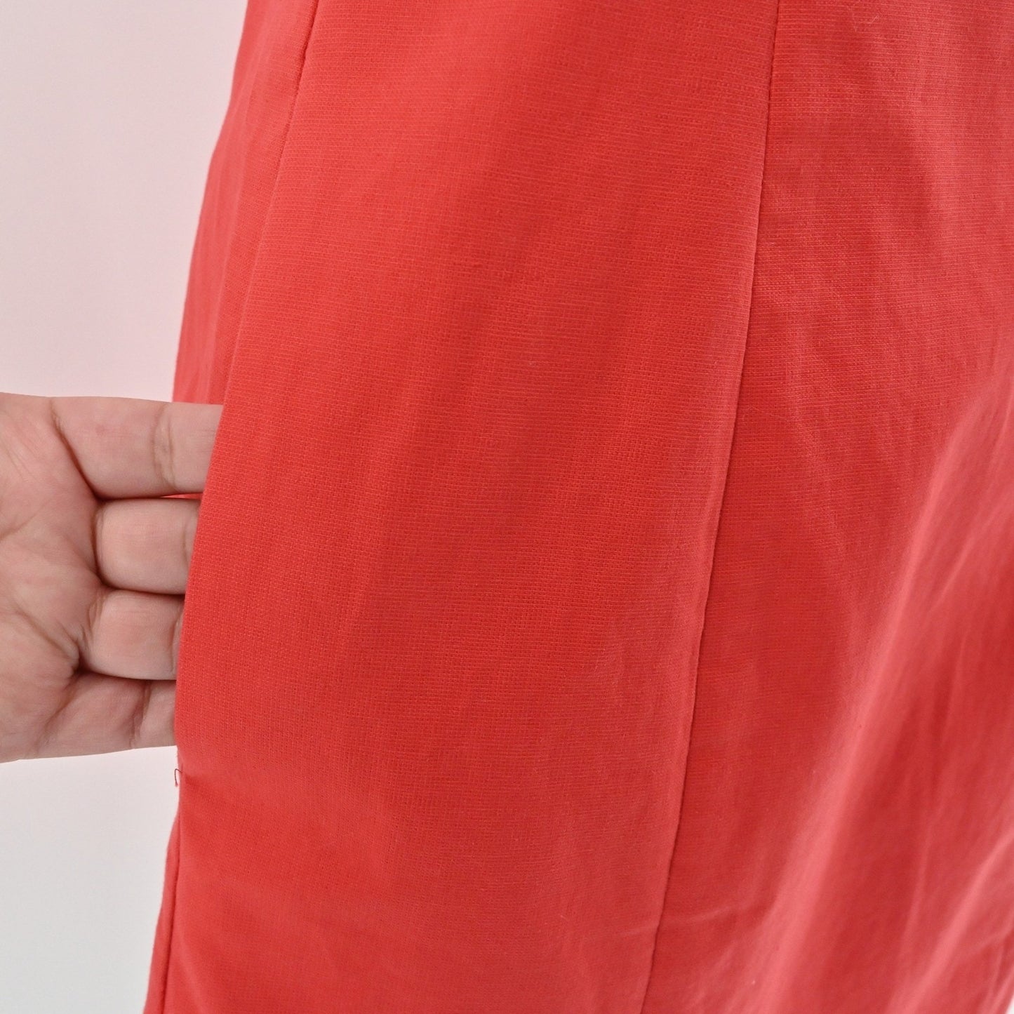 COS Womens Slim Fit Linen Cotton Dress Size 2 Sleeveless Red Minimalist Modern