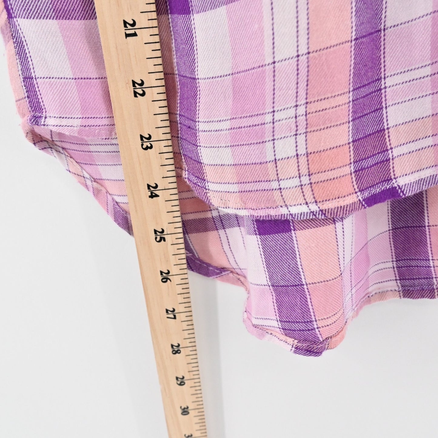 CLOTH STONE Top Womens Sz S Pink Purple Plaid Button Front Short Sleeve Western