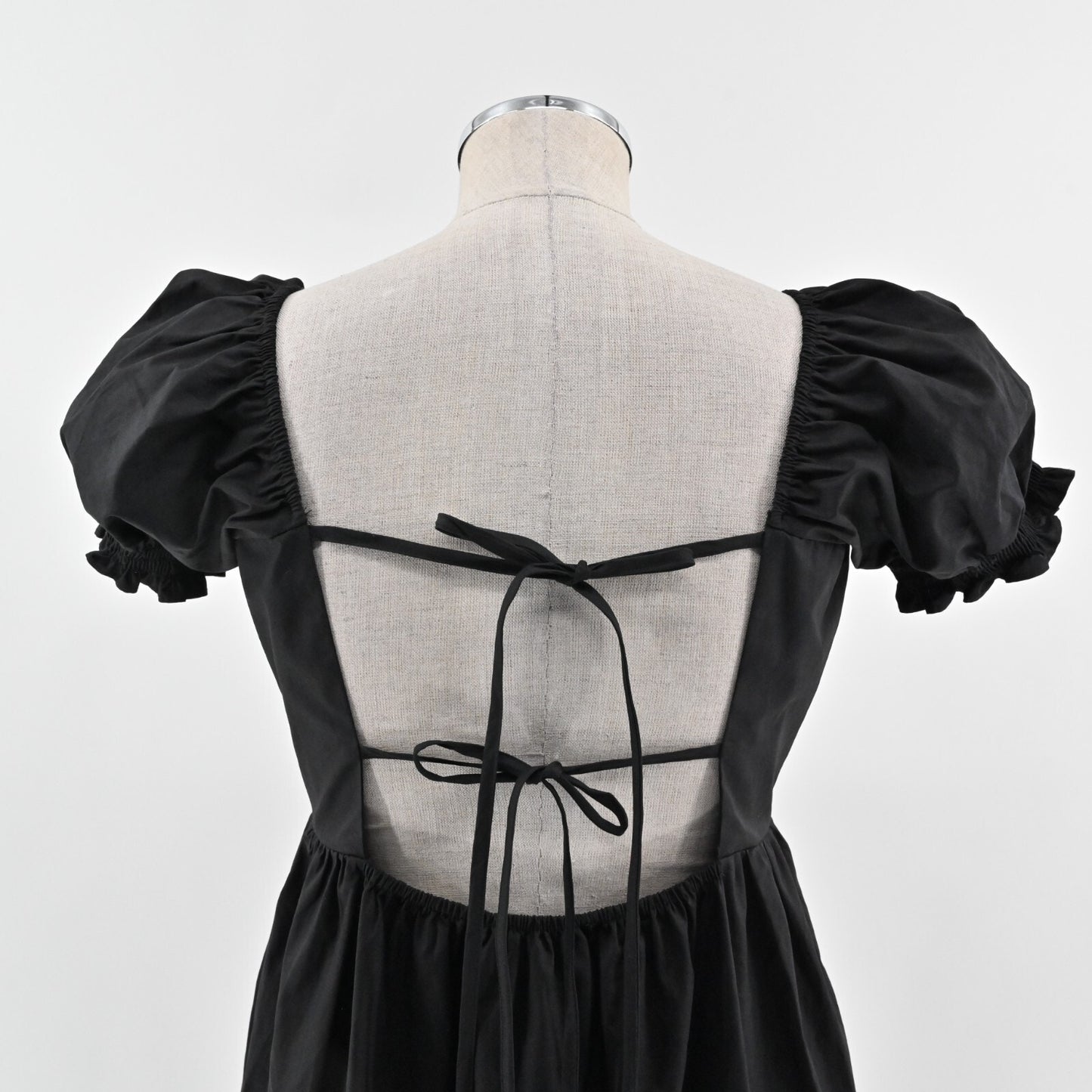 OPT Josephine Tiered Dress Size M Black Square Neck Puff Sleeve Midi Cottage NEW