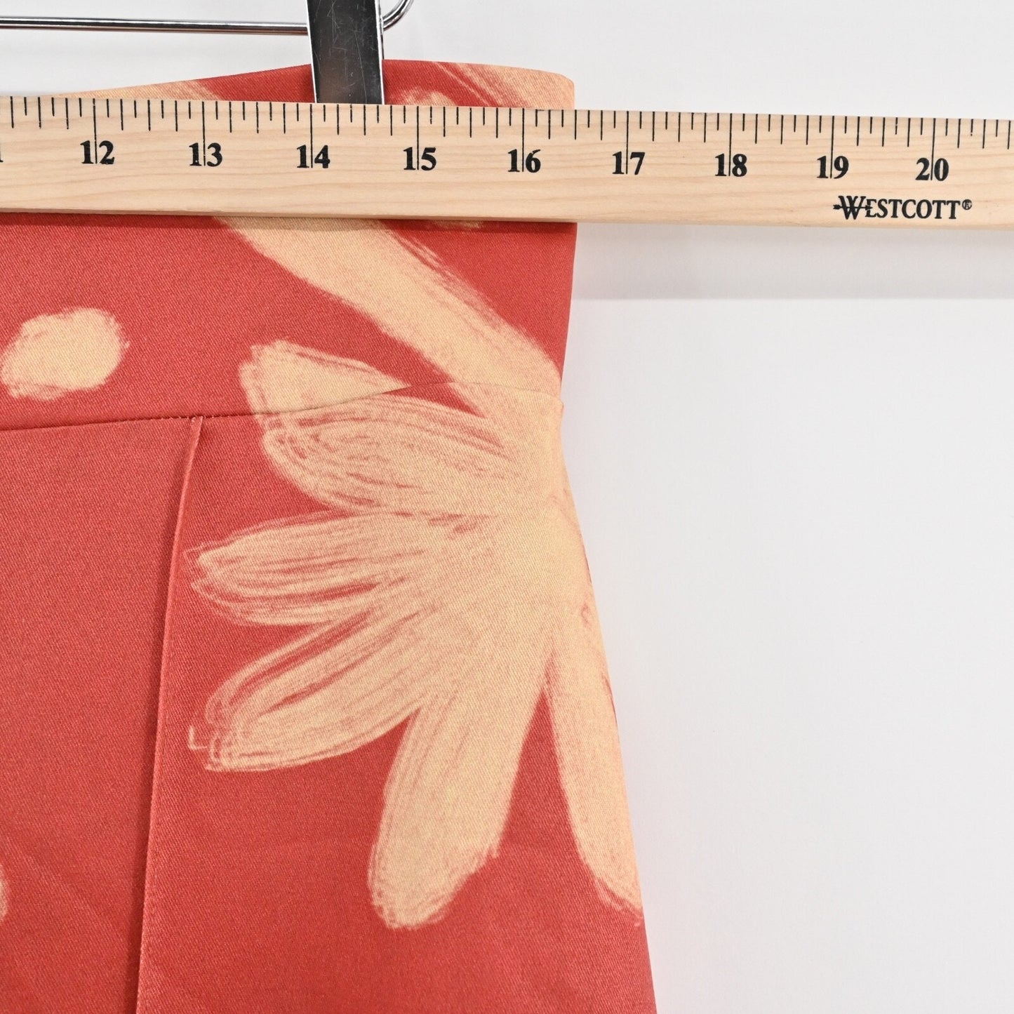 FELIPE DE LA PAVA Womens Flare Pants Sz L Coral Floral High Rise Retro Boho 70s