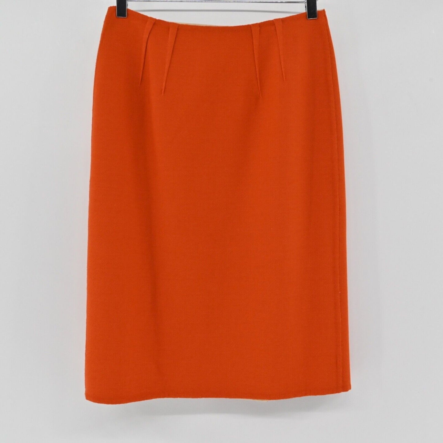 Vtg Reversible Skirt Womens Sz S Orange Tan Tweed Knee Length Wrap Retro 60s 70s