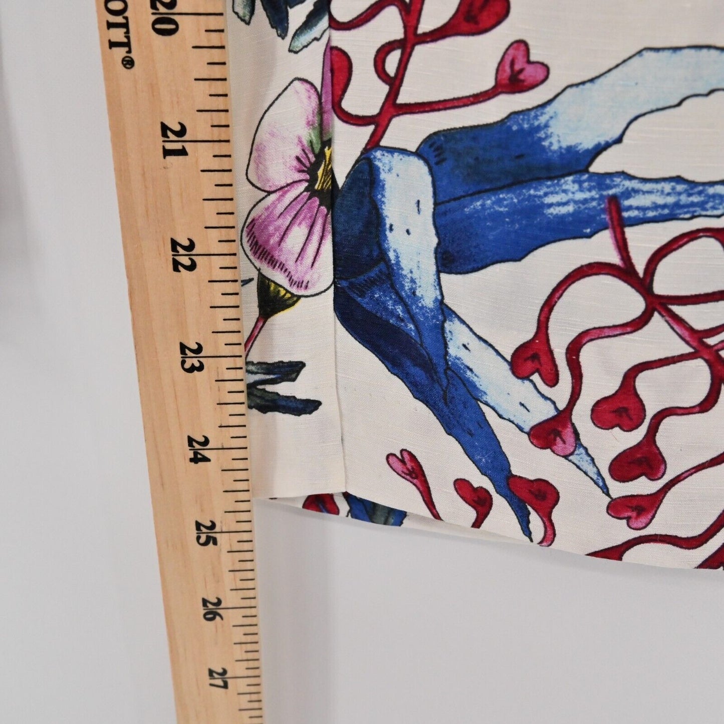 MAJE Pants Womens Sz S Paolo Floral Print Straight Leg Silk Linen Tropical FLAW