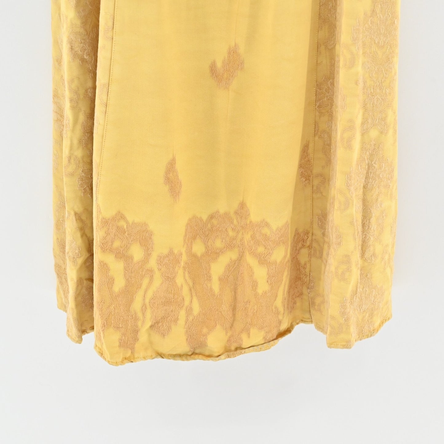 CITRON Bohemian Dress Size M Mixed Print Jacquard Sleeveless Yellow Maxi Shift