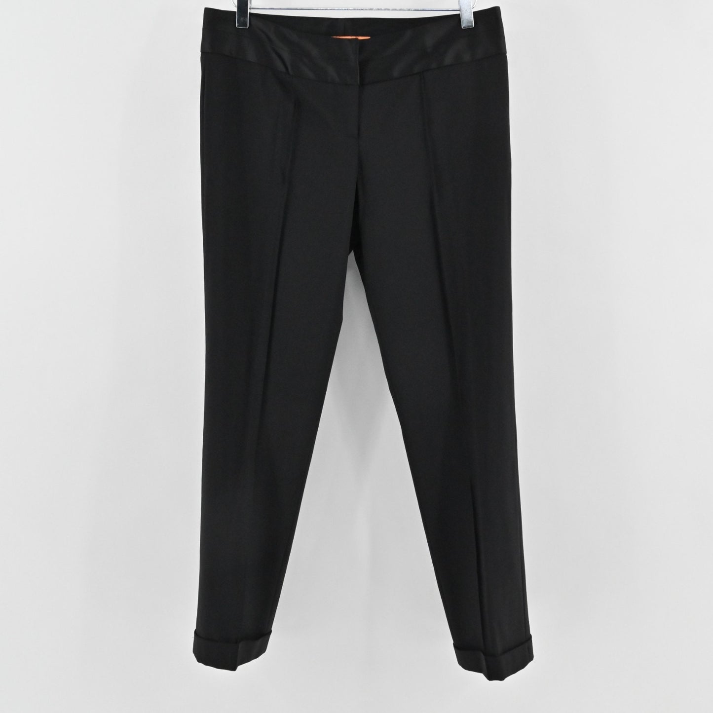 Cynthia Steffe Womens Wool Straight Trousers Size 8 Cuffed Black Pants Retro NEW